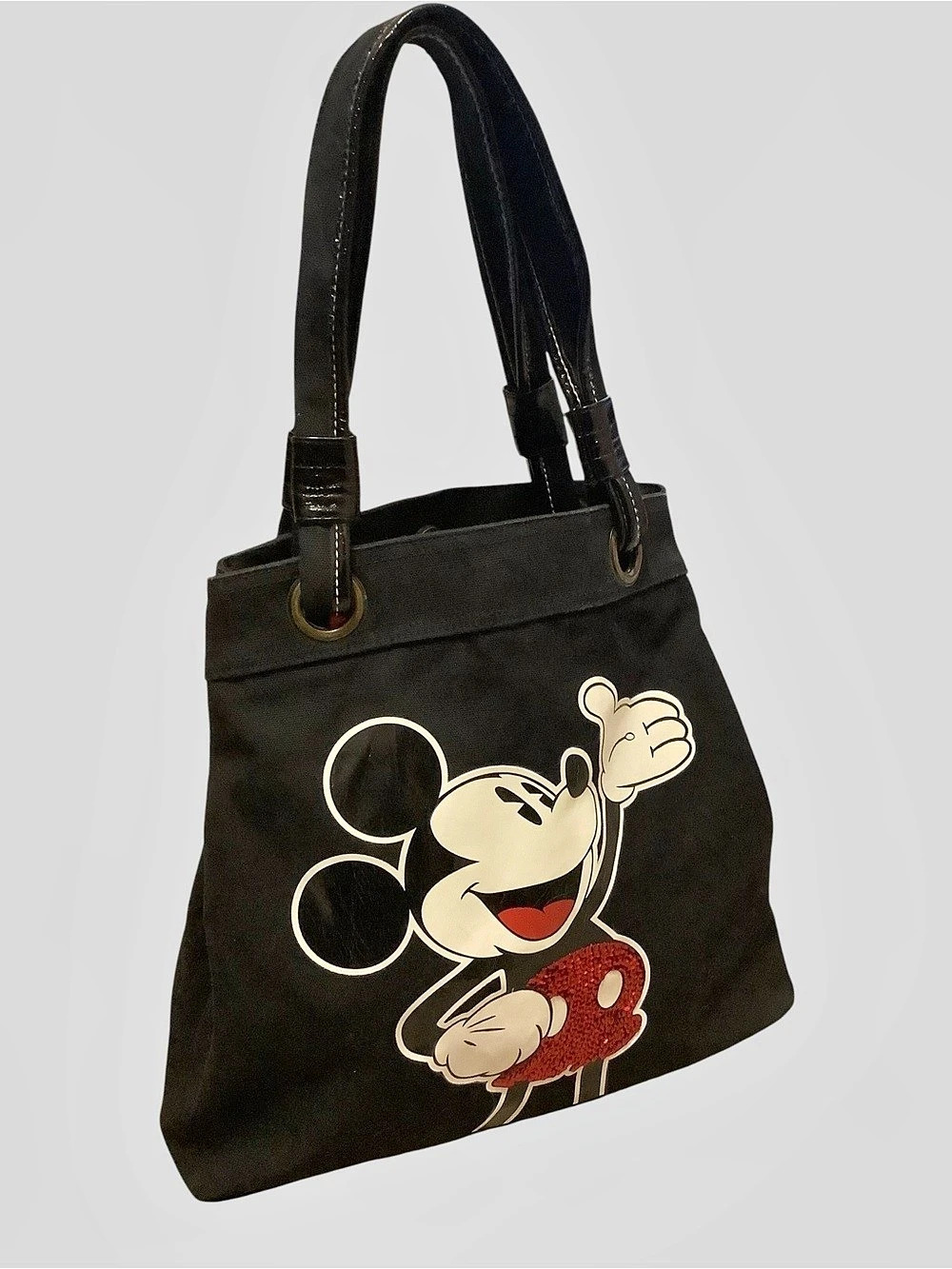Disney Mickey Mouse Sequin Tote Shoulder Bag Black/ Red 2009